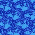 Regular seamless intricate wavy lines pattern blue shades