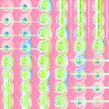 Regular spirals and stripes pattern pink violet lime green blue vertically shifted Royalty Free Stock Photo