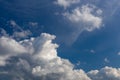 Regular spring clouds on blue sky at daylight. Close shot wit telephoto lens and polarizing filter.