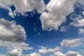 Regular spring clouds on blue sky at daylight in continental europe. Close shot with wide angle lens without filter.