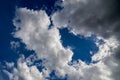 Regular spring clouds on blue sky at daylight in continental europe. Close shot with wide angle lens without filter.