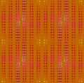 Regular squares and stripes pattern ocher brown, red, magenta and violet. Royalty Free Stock Photo