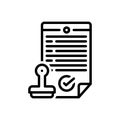 Black line icon for Regulated, notary and stamp