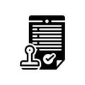 Black solid icon for Regulated, notary and stamp