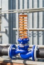 Regulating station with pressure relief valves, instrumentation and pressure regulating valves