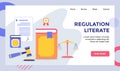 Regulation literate book campaign for web website home homepage landing page template banner with modern flat style