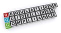 Regulations guidelines compliance word blocks Royalty Free Stock Photo