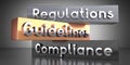 Regulations, guidelines, compliance - words on metal blocks Royalty Free Stock Photo