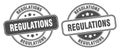 Regulations stamp. regulations label. round grunge sign Royalty Free Stock Photo