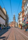 Reguliersbreestraat and the Munt tower in Amsterdam