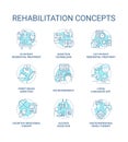 Rehabilitation concept icons set Royalty Free Stock Photo