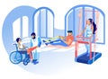 Rehabilitation Disabled Physiotherapy Vector. Royalty Free Stock Photo