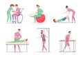 Rehabilitation. Medical illustrations recruitment and physiotherapy treatment rehabilitation of disabled persons exact