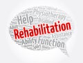 Rehabilitation message bubble word cloud collage, concept background Royalty Free Stock Photo