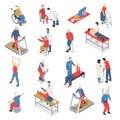 Rehabilitation Physiotherapy Isometric Icons Set