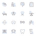 Rehabilitation therapy line icons collection. Recovery, Healing, Restoration, Restitution, Therapy, Progress