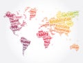 Rehabilitation word cloud in shape of world map, concept background Royalty Free Stock Photo