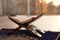 Rehal with open Quran and Muslim prayer beads Royalty Free Stock Photo