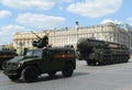 Rehearsal of parade in honor of Victory Day in Moscow. Royalty Free Stock Photo