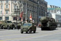 Rehearsal of parade in honor of Victory Day in Moscow. Royalty Free Stock Photo