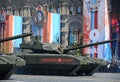 Rehearsal of parade in honor of Victory Day in Moscow.The T-14 Armata is a Russian advanced next generation main battle tank based Royalty Free Stock Photo