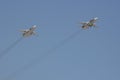 Rehearsal of the Victory Day celebration WWII. The airshow on the Red Square. Group of Sukhoi Su-24 Fencer is a supersonic, al Royalty Free Stock Photo