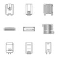 Reheat icons set, outline style Royalty Free Stock Photo