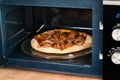 reheating pizza in the microwave Royalty Free Stock Photo