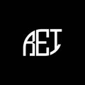 REI letter logo design on black background. REI creative initials letter logo concept. REI letter design