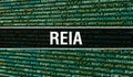 Reia concept with Random Parts of Program Code. Reia with Programming code abstract technology background of software developer Royalty Free Stock Photo