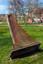 Reichenbach, Germany - April 9, 2023: Sculptures in Generations Park, located in central Reichenbach-im-Vogtland, Saxony