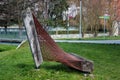 Reichenbach, Germany - April 9, 2023: Sculptures in Generations Park, located in central Reichenbach-im-Vogtland, Saxony