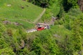 Reichenbachfall funicular (Reichenbachfall-Bahn) from Willigen, near Meiringen, to famous Reichenbach Falls, Switzerland Royalty Free Stock Photo