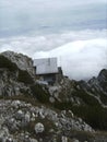 Reichenhaller hut at mountain Hochstaufen, Piding via ferrata, Bavaria, Germany