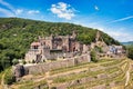 Reichenstein Castle with Clemenskapelle, Trechtingshausen on the Rhine river. Middle Rhine Valley, Rhineland-Palatinate, Germany,