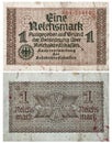 1 Reichsmark 1938-1945 banknote Royalty Free Stock Photo