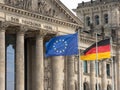 Reichstag in Berlin with EU flag and german flag Royalty Free Stock Photo