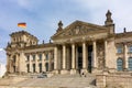 Reichstag building (Bundestag - parliament of Germany) in Berlin with inscription \