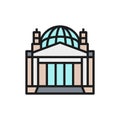 Reichstag Building, landmark of Berlin, German flat color line icon.