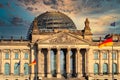 Reichstag building, seat of the German Parliament Deutscher Bundestag in Berlin Royalty Free Stock Photo