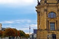 Reichstag German parliament and TV tower landmark, Berlin, Germany