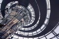 Reichstag glass dome wide angle view, Berlin parliament building, German Bundestag, spiral architectural detail