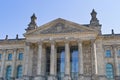 Reichstag, main entrance, facade. The building that houses the Bundestag. Historical heritage of Germany Royalty Free Stock Photo