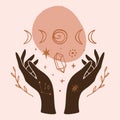 Reiki hand healing energy magical vector illustration Royalty Free Stock Photo