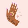 Reiki hand healing energy magical vector illustration Royalty Free Stock Photo