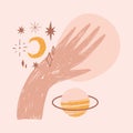 Reiki hand healing energy magical vector illustration Royalty Free Stock Photo