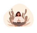 Reiki healing energy, woman in pose lotus