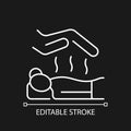 Reiki massage white linear icon for dark theme