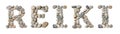 Reiki Text Made of Stones Isolated Royalty Free Stock Photo