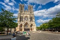 Reims Cathedral against a dramatic sky